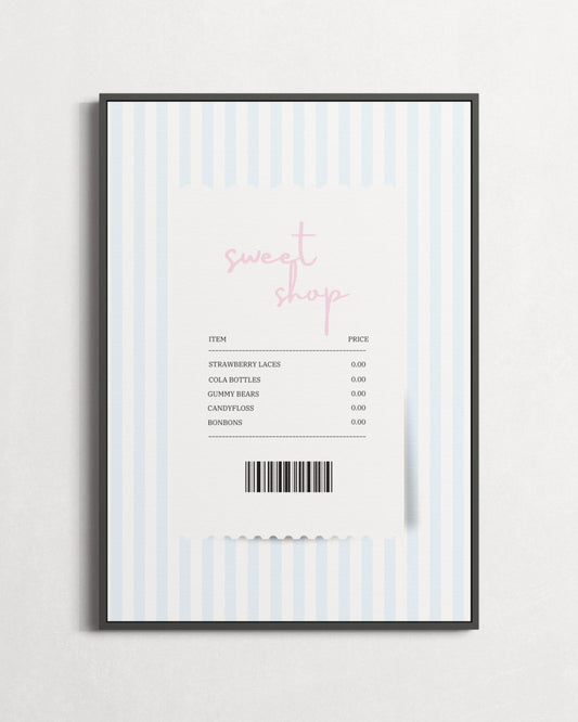 Framed document with text and a barcode on a white background